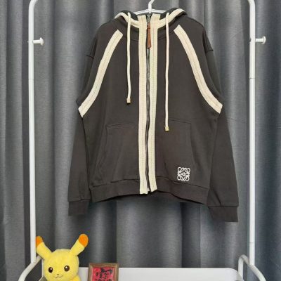 High Quality Loewe Coat Gray Cotton Logo Style