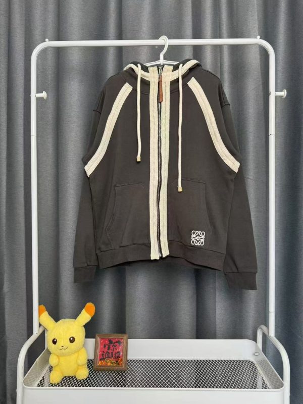 High Quality Loewe Coat Gray Cotton Logo Style