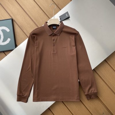 High Quality Boss Long Sleeves Black Cotton Classic Luxury