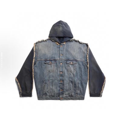 Luxury Balenciaga Coats Denim Washed Style