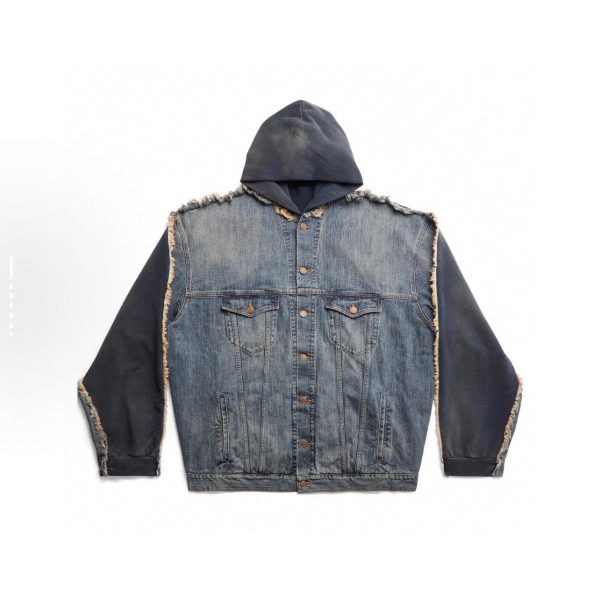 Luxury Balenciaga Coats Denim Washed Style