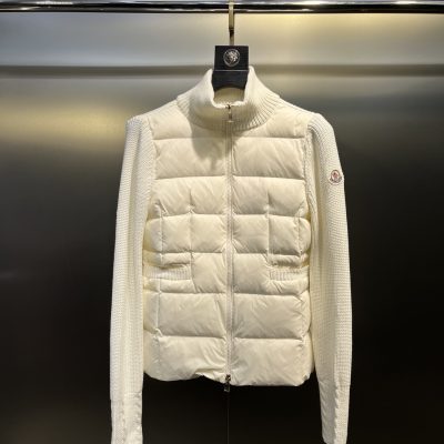 Best Selling Moncler Down Jacket White Wool Logo Style