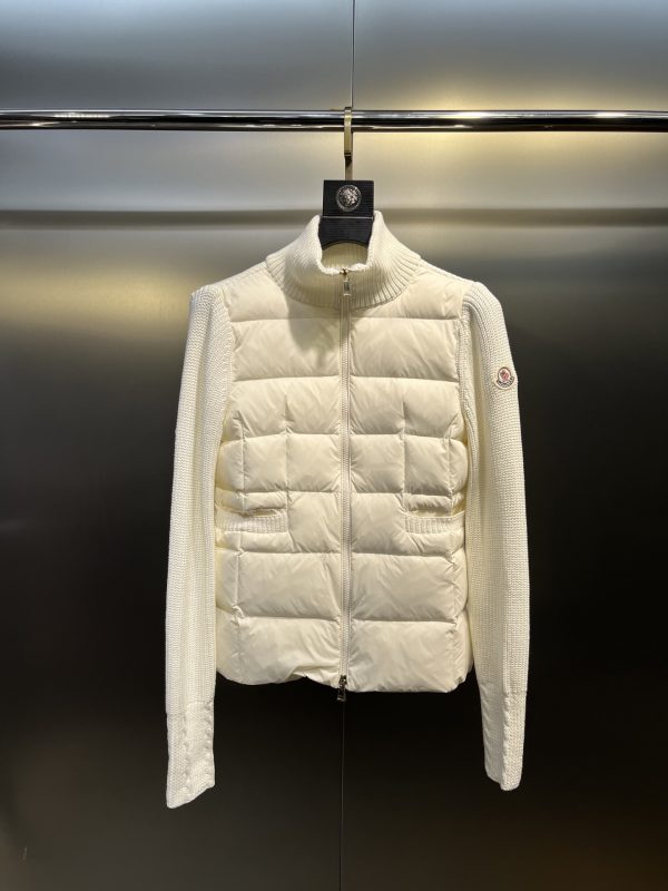 Best Selling Moncler Down Jacket White Wool Logo Style