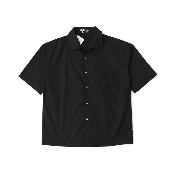 Luxury Loewe Long Sleeves Black Linen Embroidered Collection