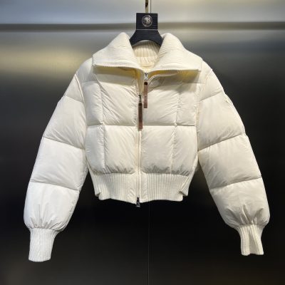 Best Selling Moncler Down Jacket White Knit Patchwork Luxury