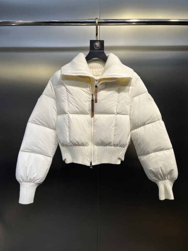 Best Selling Moncler Down Jacket White Knit Patchwork Luxury