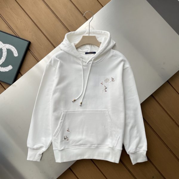 High Quality Louis Vuitton Sweatshirts Black Embroidered Luxury
