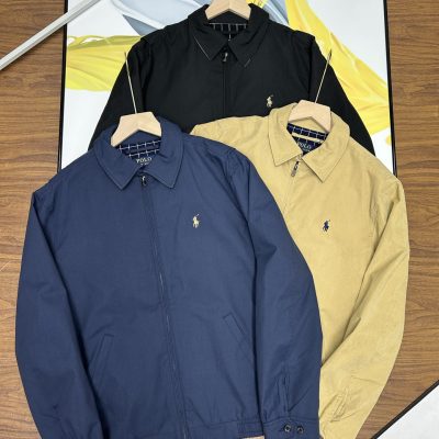 High Quality Ralph Lauren Coat Navy Cotton Classic Style