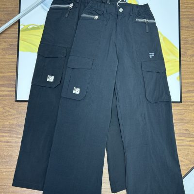 Premium Fila Trousers Black Embroidery Luxury