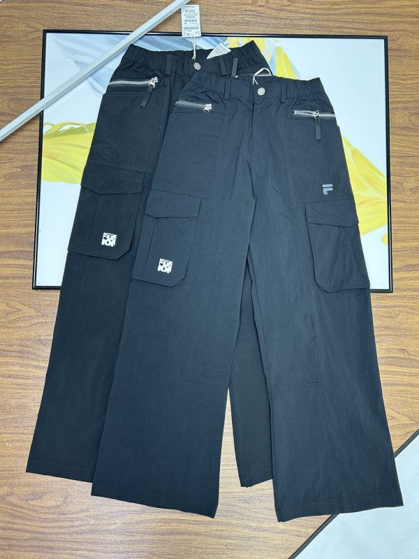 Premium Fila Trousers Black Embroidery Luxury