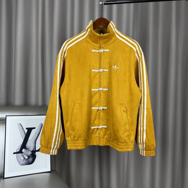 Premium Quality Adidas Coats Black Suede Logo Luxury