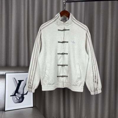 Best Selling Adidas Coats White Suede Logo Style