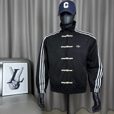 Luxury Adidas Coats Black Suede Classic Collection