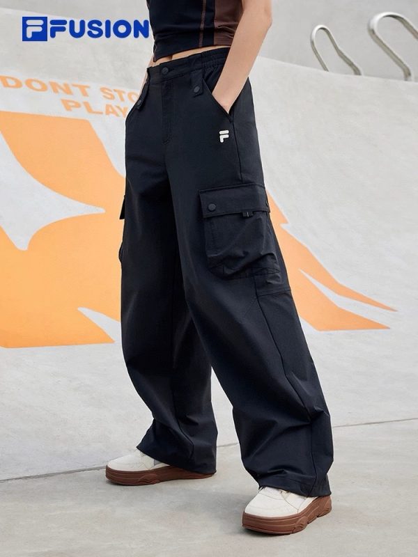 Premium Fila Trousers Black Embroidery Luxury