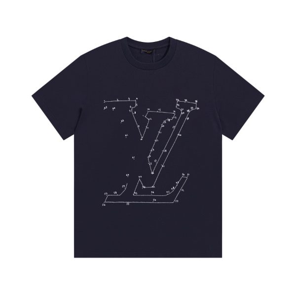 High Quality Louis Vuitton Short Sleeves Black Embroidered Collection