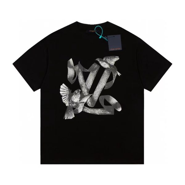 Best Selling Louis Vuitton Short Sleeves Black Cotton Logo Collection