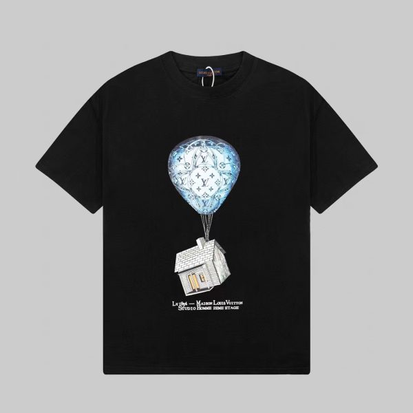 Luxury Louis Vuitton Short Sleeves Black Washed Collection