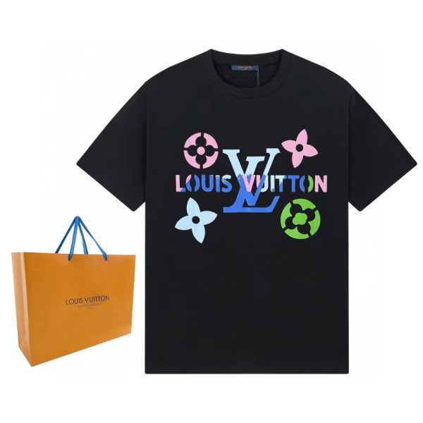 Premium Louis Vuitton Short Sleeves Black Classic Style