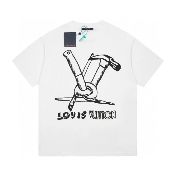 Luxury Louis Vuitton Short Sleeves Black Cotton Print Collection