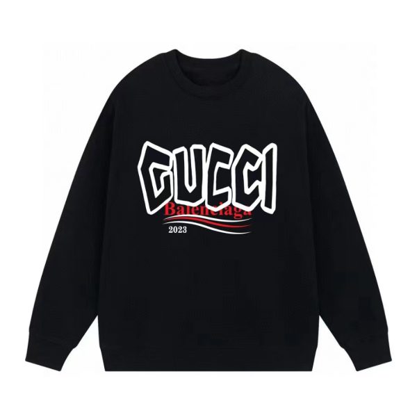 Premium Quality Balenciaga Sweatshirts Black Cotton Logo Collection