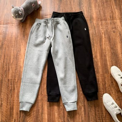 Premium Ralph Lauren Sweatpants Silver Fleece Retro Luxury