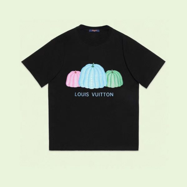 High Quality Louis Vuitton Short Sleeves Black Cotton Logo Luxury
