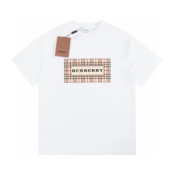 Premium Burberry Short Sleeves White Cotton Washed Style