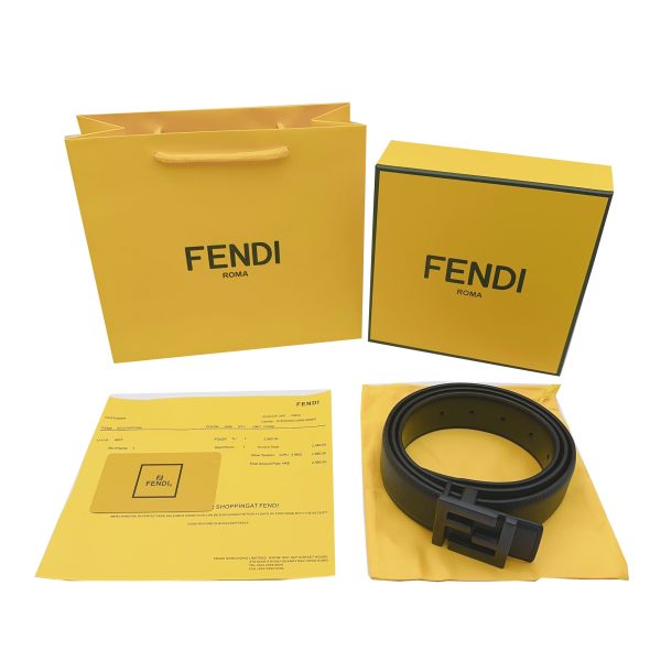 Premium Quality Fendi Leather Belts Black Cowhide Elegant Style