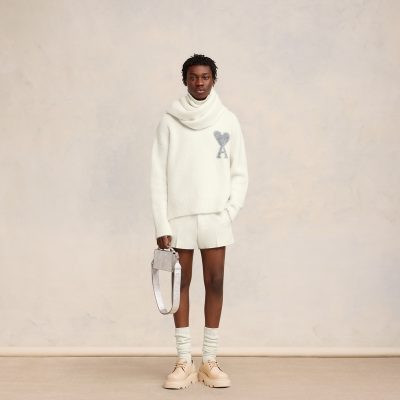 Premium Ami Sweaters Silver Knit Embroidered Style