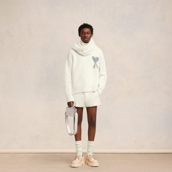 Premium Ami Sweaters Silver Knit Embroidered Style
