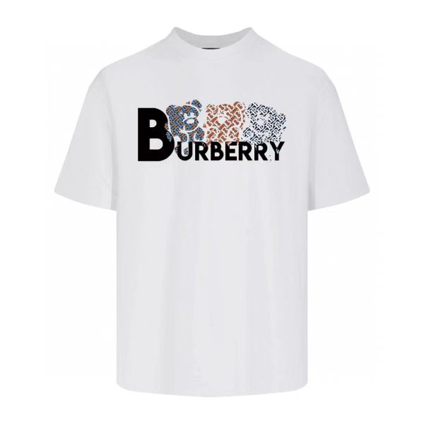 Premium Burberry Short Sleeves White Cotton Washed Luxury