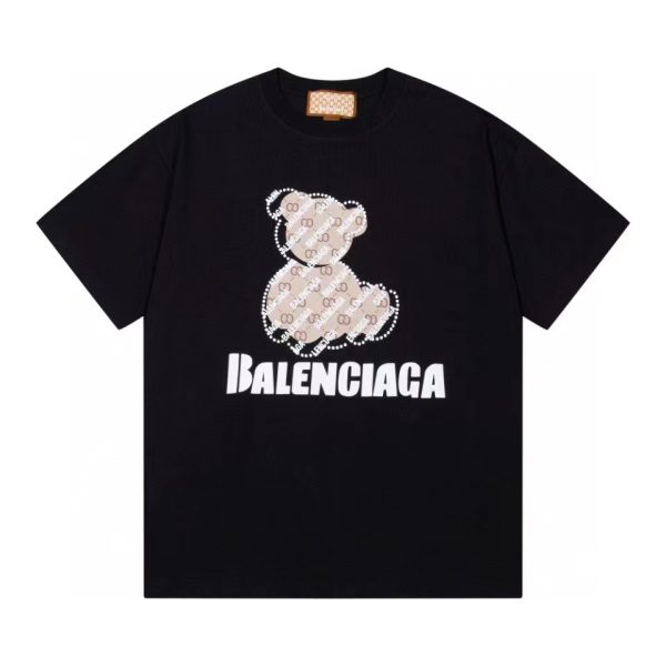High Quality Gucci Short Sleeves Black Cotton Print Luxury