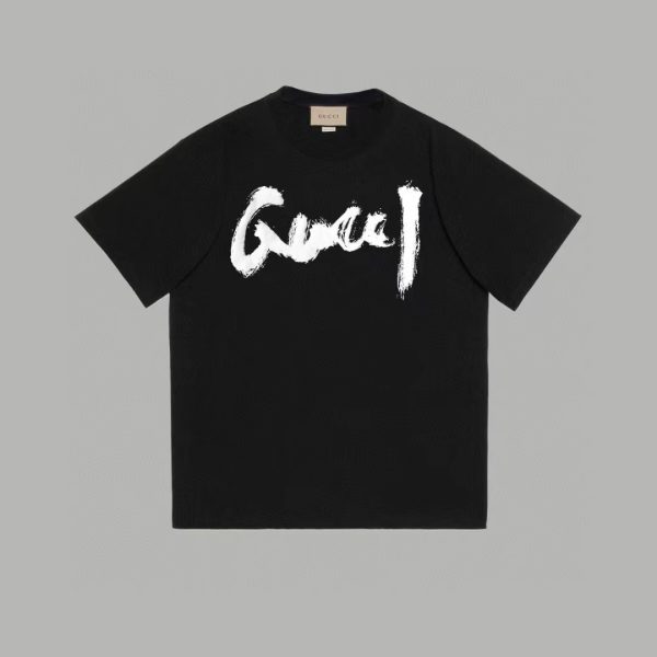 Luxury Gucci Short Sleeves Black Cotton Luxury