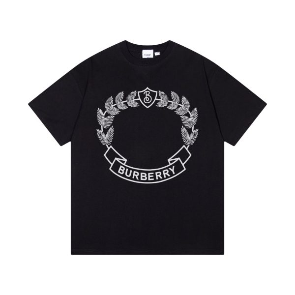 Premium Burberry Short Sleeves Black Cotton Classic Luxury