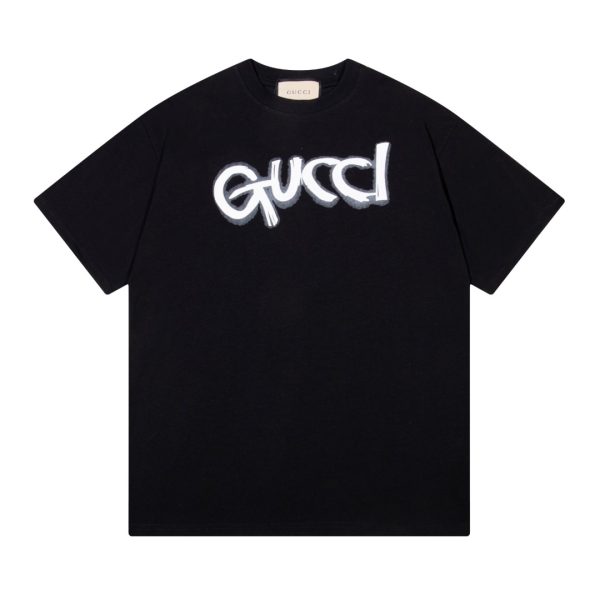 Luxury Gucci Short Sleeves Black Cotton Print Luxury