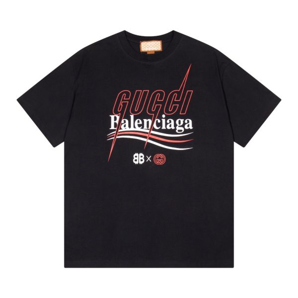 Premium Gucci Short Sleeves Black Cotton Washed Luxury