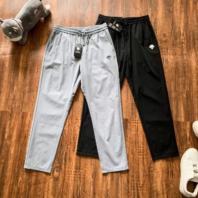 Luxury Descente Trousers Gray Logo Collection