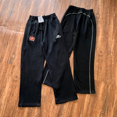 Premium Quality Balenciaga T-Shirts Black Cotton Embroidered Style