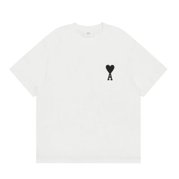 Premium Ami Short Sleeves Black Cotton Classic Luxury