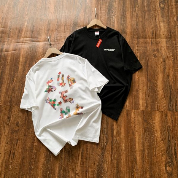 Best Selling Supreme Short Sleeves White Cotton Patchwork Style