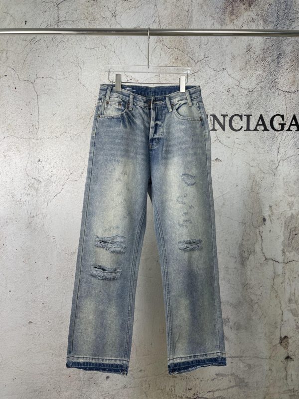 High Quality Celine Jeans Blue Denim Distressed Style