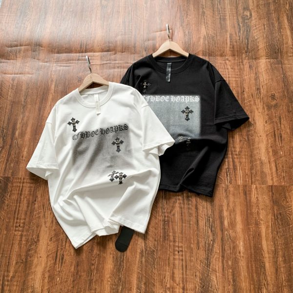 Premium Quality Chrome Hearts Short Sleeves White Leather Logo Style