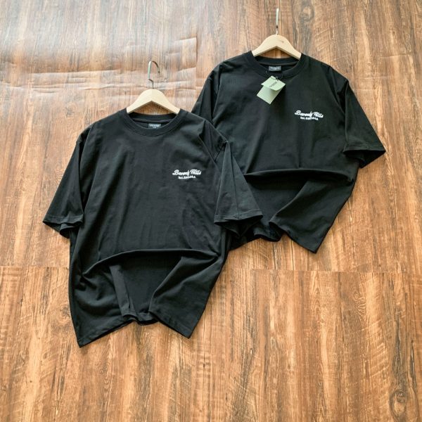 Best Selling Balenciaga Short Sleeves Black Cotton Retro Luxury