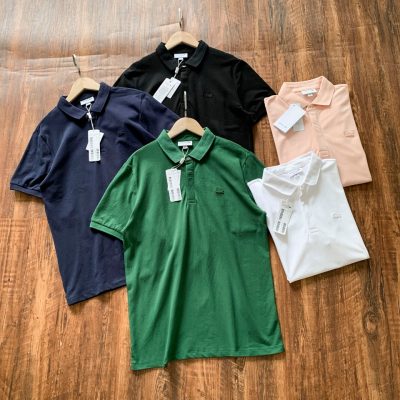 High Quality Lacoste Short-Sleeved Shirt White Leather Classic Style