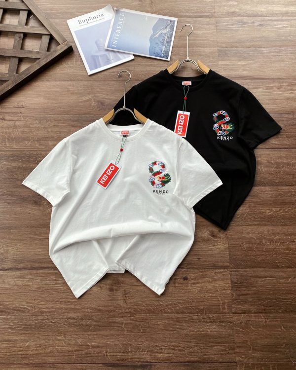 Best Selling Kenzo Short Sleeves Black Cotton Embroidered Style