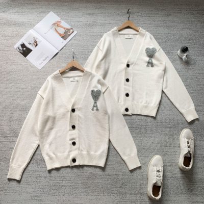 Premium Quality Ami Coats Silver Knit Classic Collection