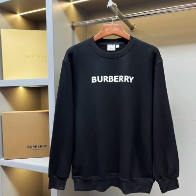 Premium Burberry Sweatshirts Black Cotton Logo Style