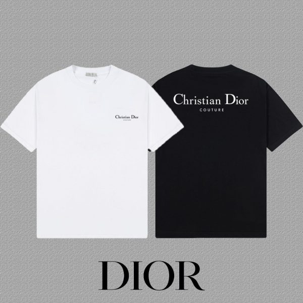 Premium Quality Dior Short Sleeves Black Cotton Logo Collection