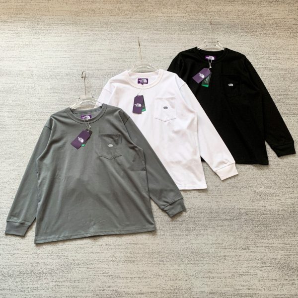 Premium The North Face Long Sleeves Purple Cotton Classic Luxury