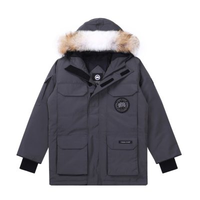 Premium Canada Goose Down Jackets Gray Polyester Embroidery Collection